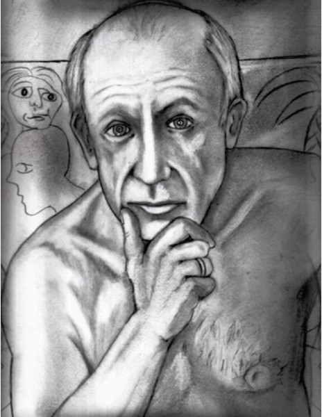 PICASSO..summer of 1953 lounging in studio