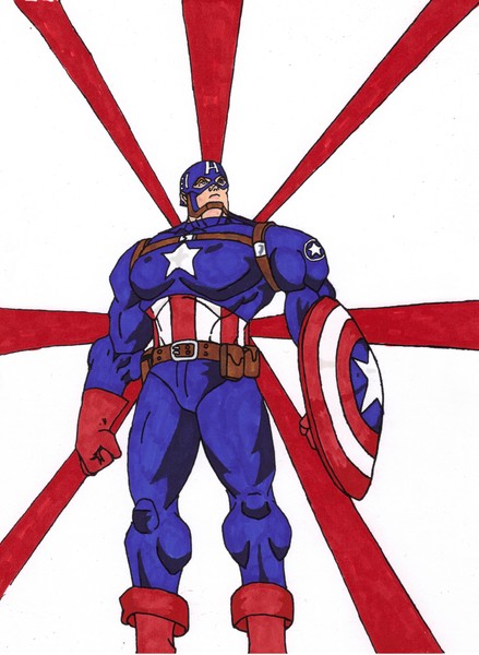 Captian America colored using markers
