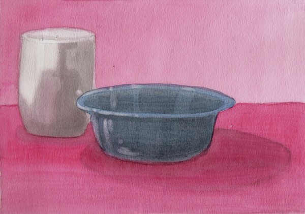 blue bowl watercolor still life