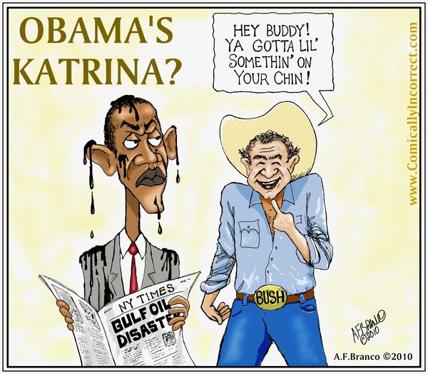 Obama's Katrina (Oil spill cartoon ) by  Branco 