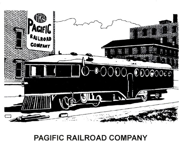 train pen and ink drawing