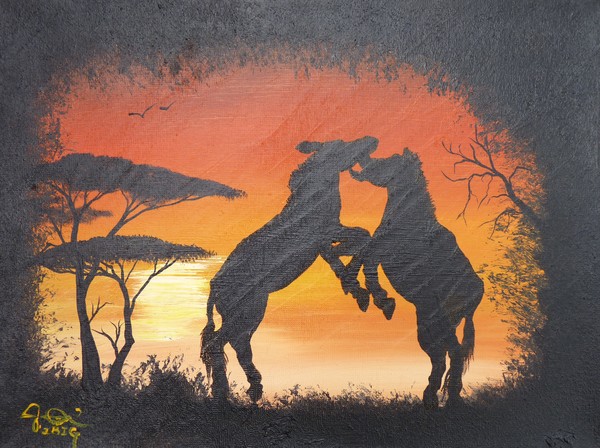 Zebras Fighting I