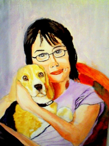 lady and her dog.