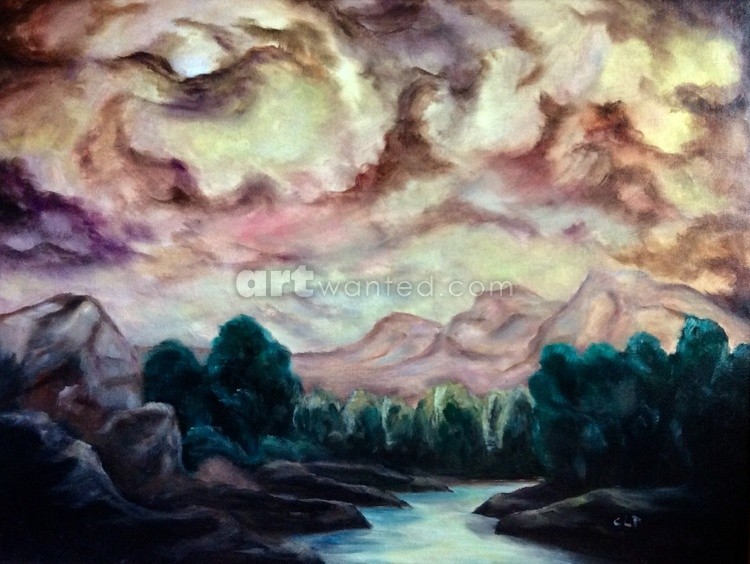 A Walk by the River at Sunset 