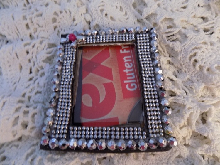 Mini Picture Frame with Silver Rhinestones
