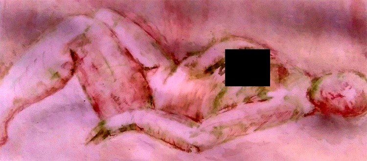 Lulu Cropped Reclining Watercolor