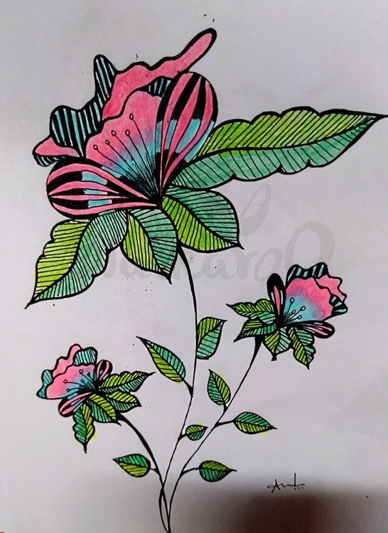 Floral kalamkari design
