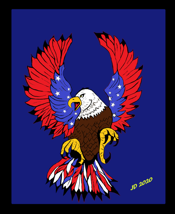 Patriotic Eagle 3D blue bg 2020 complete