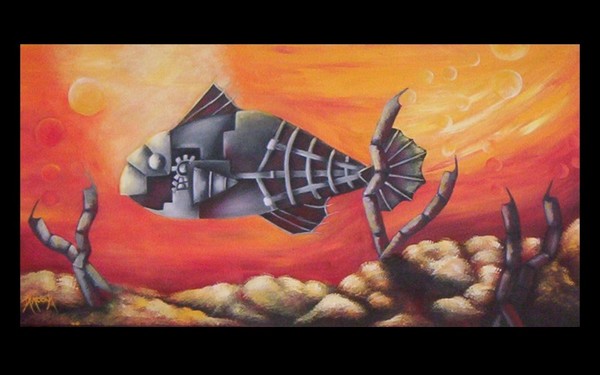 Red Hot Ocean Abstract Art Painting