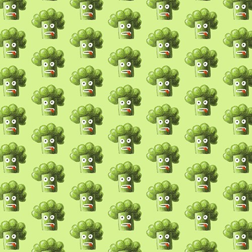 Funny Cartoon Broccoli Pattern