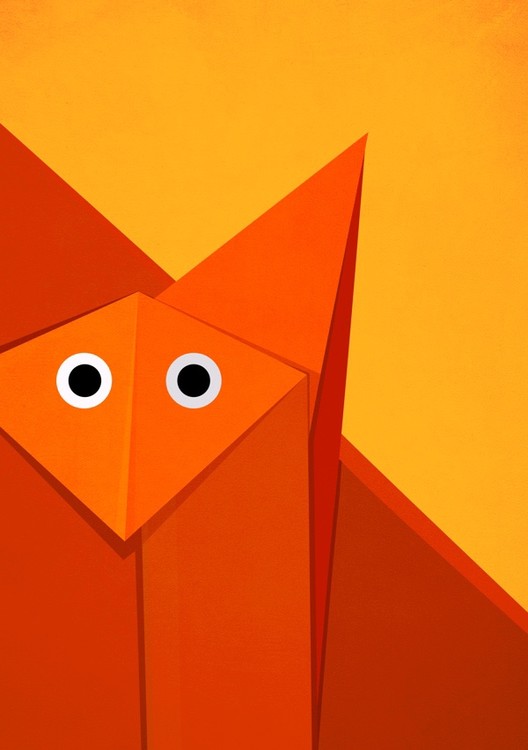 Origami fox portrait