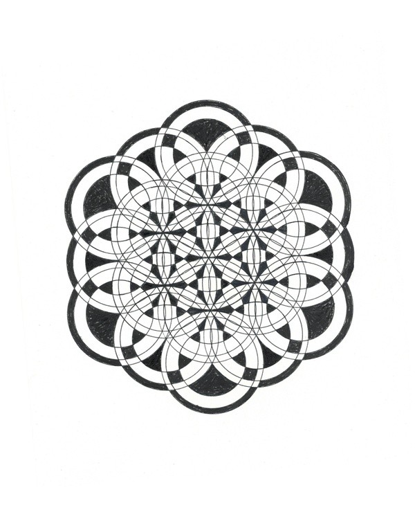 Mandala Sacred Geometry Black White