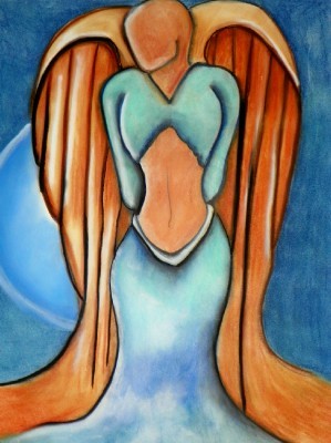 angel lit by moonlight