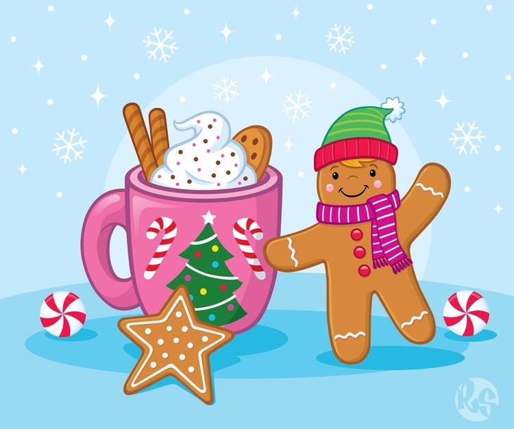 Cup Of Hot Cocoa With Gingerbread Boy