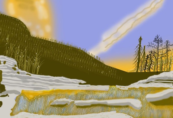Frozen River at Sunset