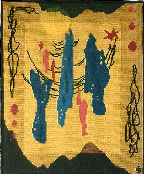 Composition in gold and blue