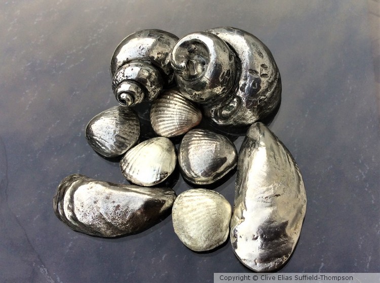 Mixed solid cast pewter shells