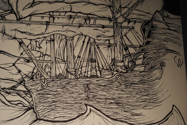 Close up of ship canvas