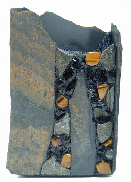 Natural Stone Vase,  Dendrites, Glass Lined