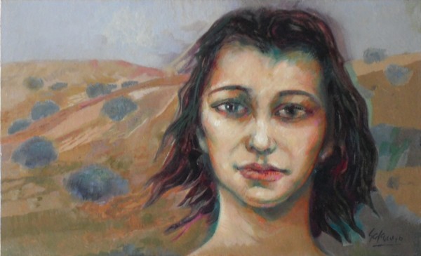 Woman and olive trees
