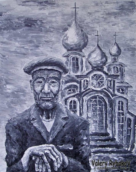 www.rybakow.com OLD MAN - OIL KNIFE PAINTING