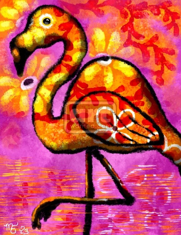 Whimsical Flamingo Abstract Art
