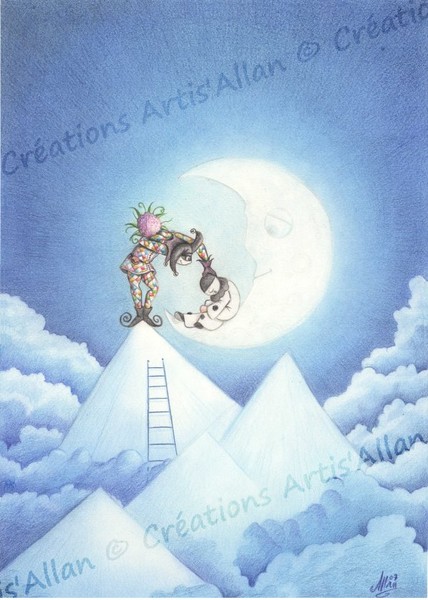Colored pencils illustration - Arlequin