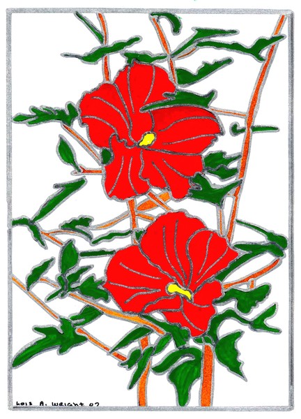 stained glass flowers painting