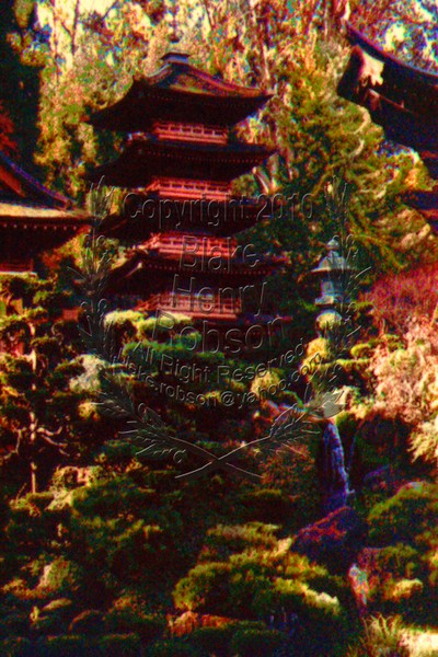 Pagodas in a Asian Style Water Garden