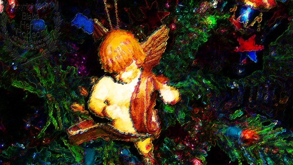 Christmas tree, ornaments, tinsel & colorful light