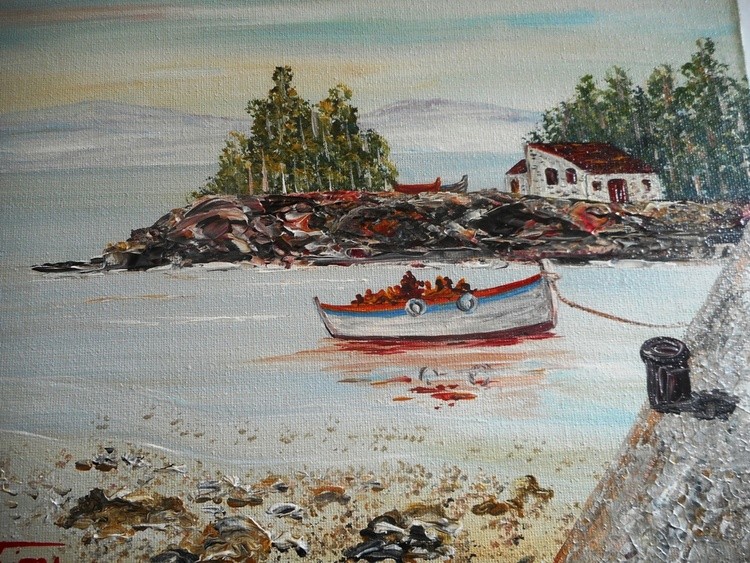 Greek Fishing Villages - Original Acrylic Painting on Canvas 2