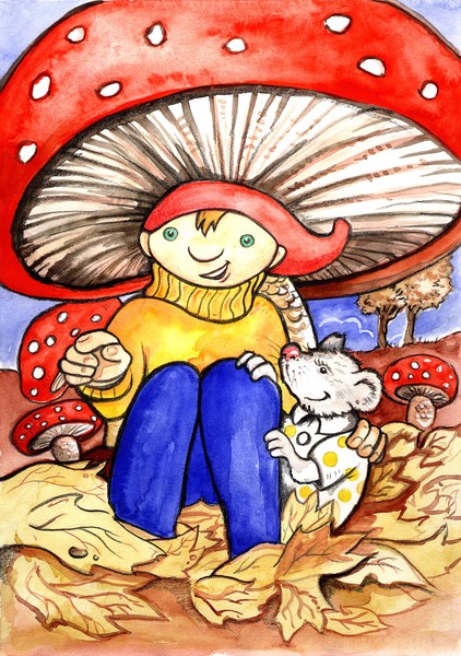 Mushroom with boy
