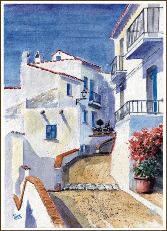 Alley in a white village in Andalusia