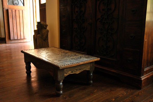 Hand-embroidered table