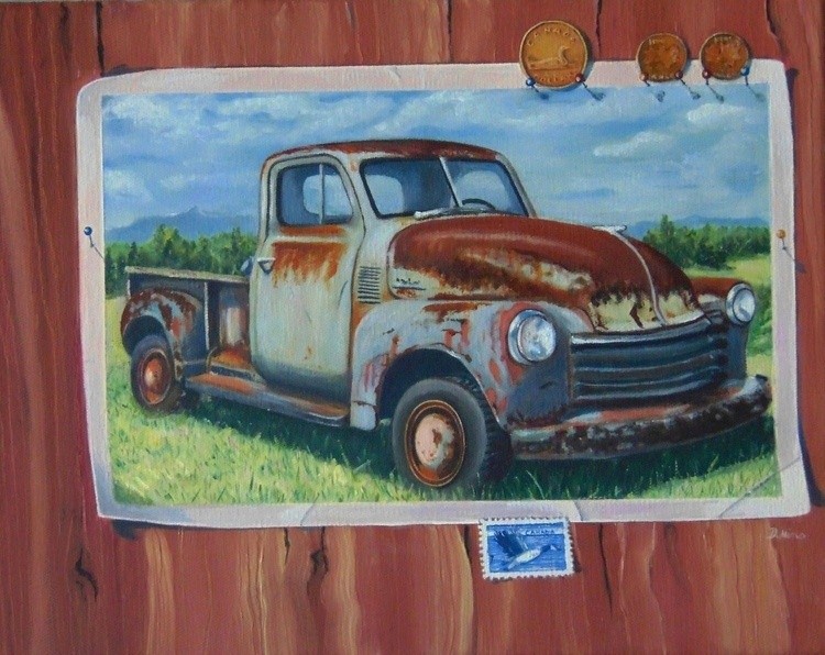 Old car and coins