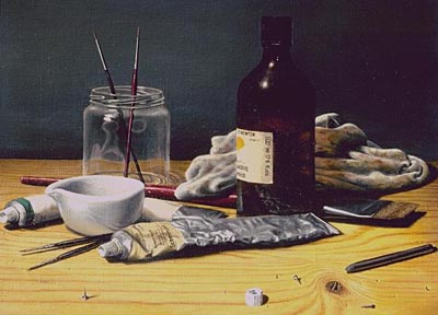 Still life with painting utensils