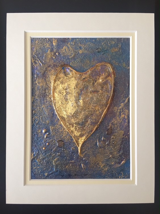 Mixed media gold leaf textured Heart