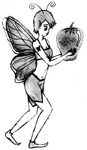 Farie with a strawberry