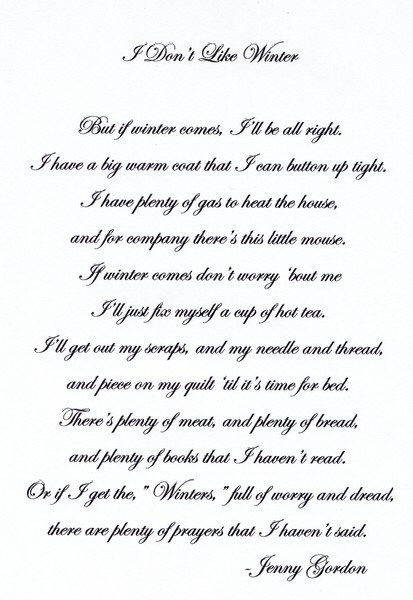 I Don't like WINTER,   Poem
