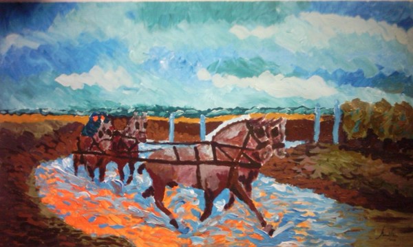 Horses under a summer storm