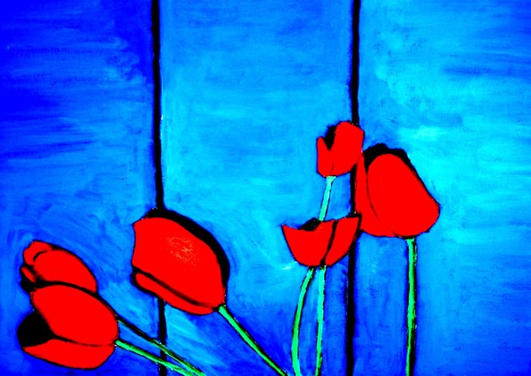 Tulips Against Blue