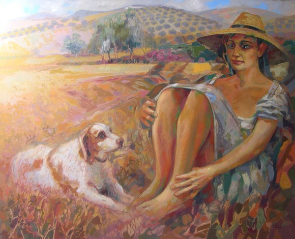 Farmer and dog 