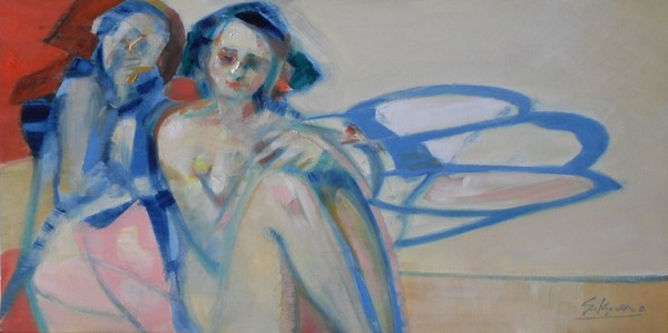 Young woman in blue