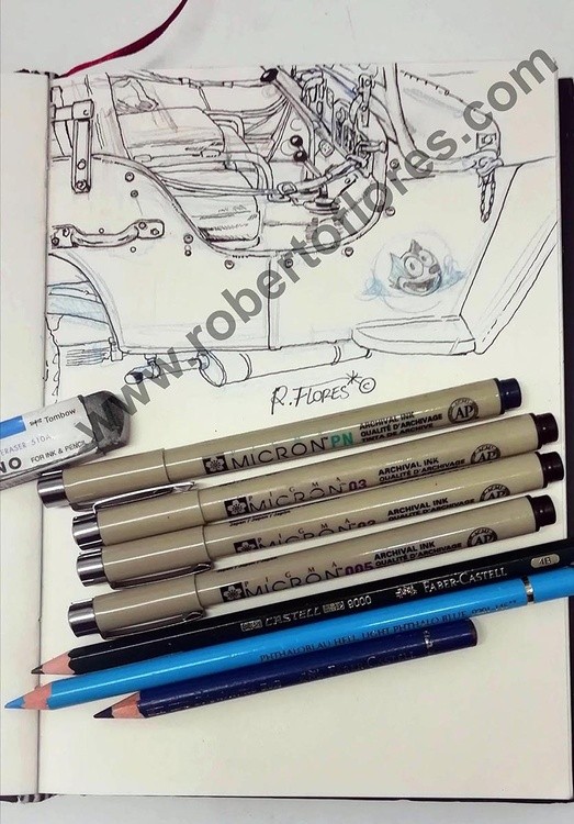 dessin doodle drawing illustration pencils markers WW2 jeep WillysMB FordGPW G503 1940s pet cat 1 co