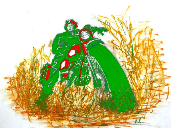 green motorcycle