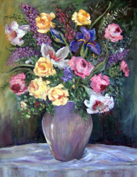 Roses, Day Lillies and Iris