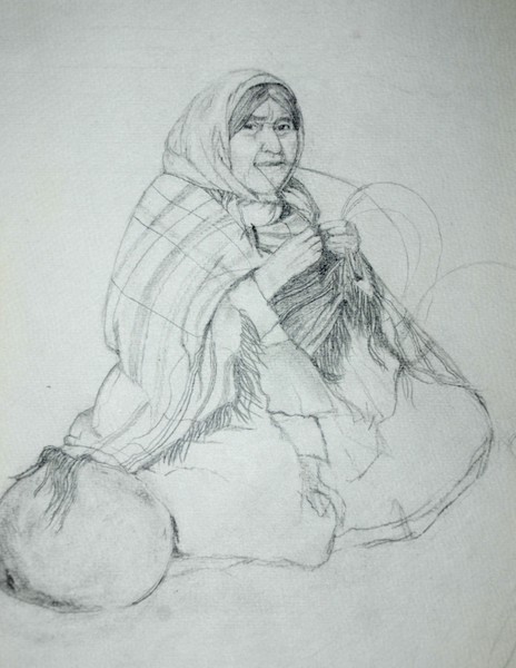 Woman Weaving Basket