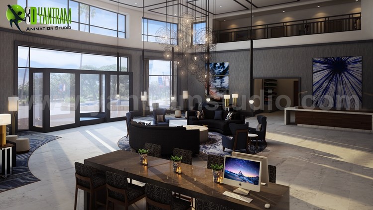 Waiting Area Photorealistic interior rendering by Yantram Architectural Studio - Atlanta, USA