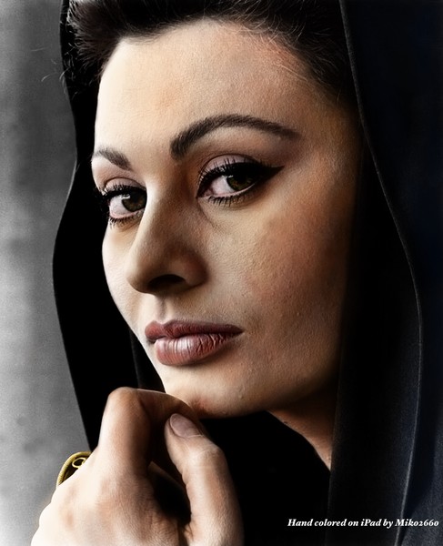 Sophia Loren hand colorized on iPad