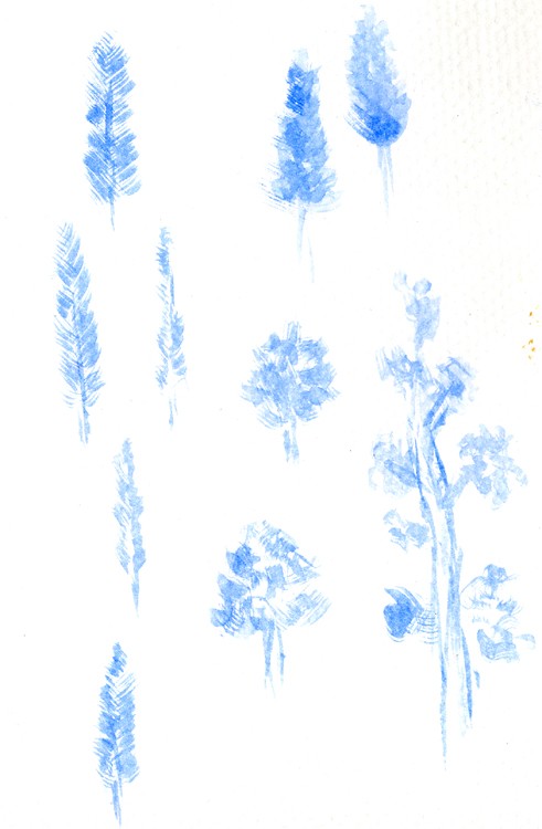 Feathers-Trees Watercolor Sketch